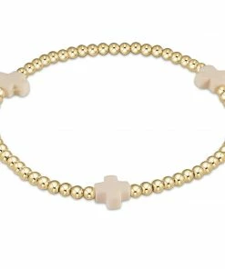 Enewton Signature Cross Gold Pattern 3mm Bead Bracelet Jewelry