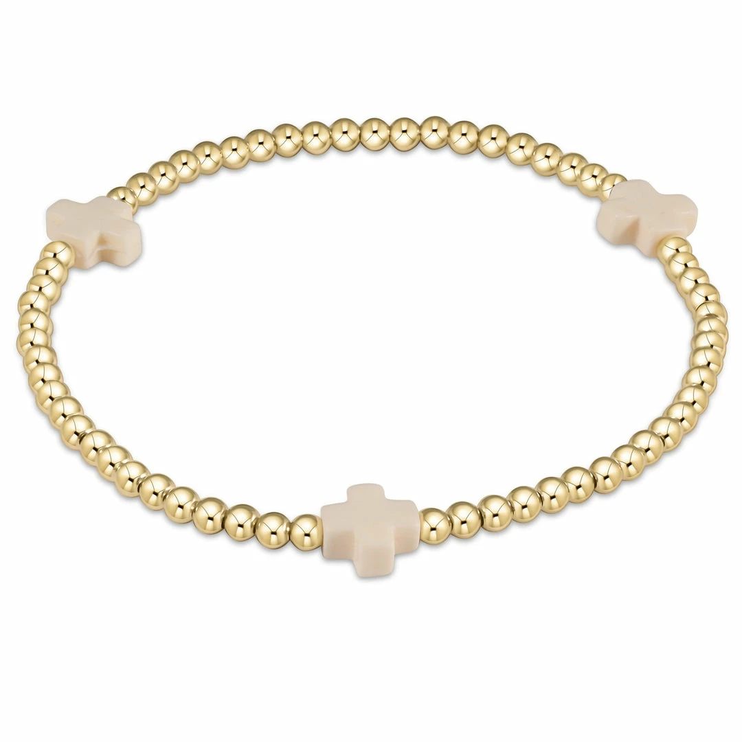 Enewton Signature Cross Gold Pattern 3mm Bead Bracelet Jewelry