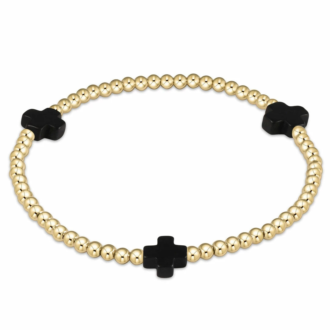 Enewton Signature Cross Gold Pattern 3mm Bead Bracelet Jewelry