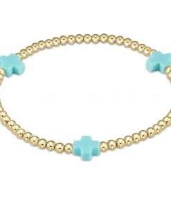 Enewton Signature Cross Gold Pattern 3mm Bead Bracelet Jewelry