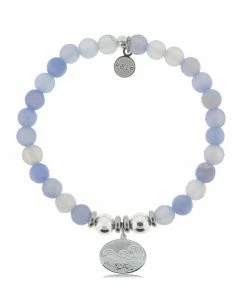 TJazelle Help Collection Jewelry Wave Charm With Sky Blue Agate Beads Charity Bracelet