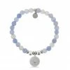 TJazelle Help Collection Family Charm With Sky Blue Agate Beads Charity Bracelet Jewelry