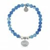 TJazelle Help Collection Wave Charm With Blueberry Quartz Beads Charity Bracelet Jewelry