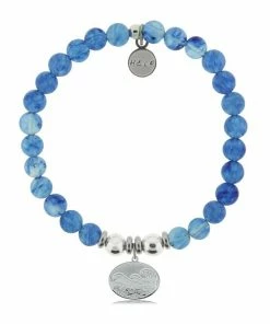 TJazelle Help Collection Wave Charm With Blueberry Quartz Beads Charity Bracelet Jewelry