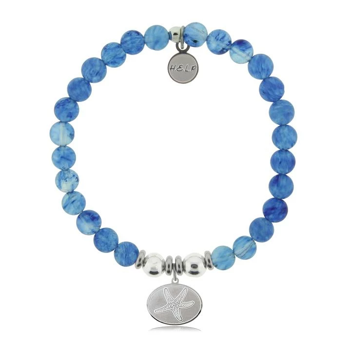 TJazelle Help Collection Starfish Charm With Blueberry Quartz Beads Charity Bracelet