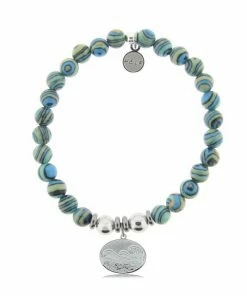 TJazelle Help Collection Jewelry Wave Charm With Malachite Beads Charity Bracelet