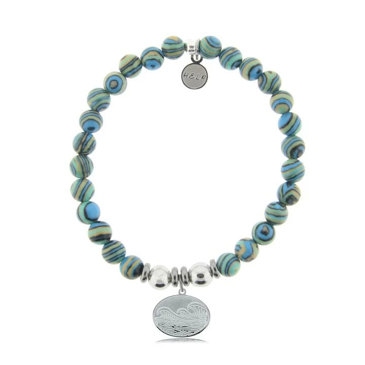 TJazelle Help Collection Jewelry Wave Charm With Malachite Beads Charity Bracelet