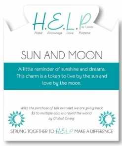 TJazelle Help Collection Sun And Moon Charm With Purple Stripe Agate Beads Charity Bracelet Jewelry