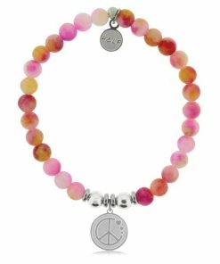 TJazelle Help Collection Peace & Love Charm With Persia Jade Beads Charity Bracelet Jewelry
