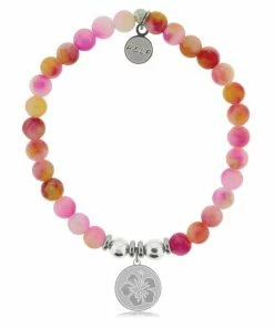 TJazelle Help Collection Jewelry Hibiscus Charm With Persia Jade Beads Charity Bracelet