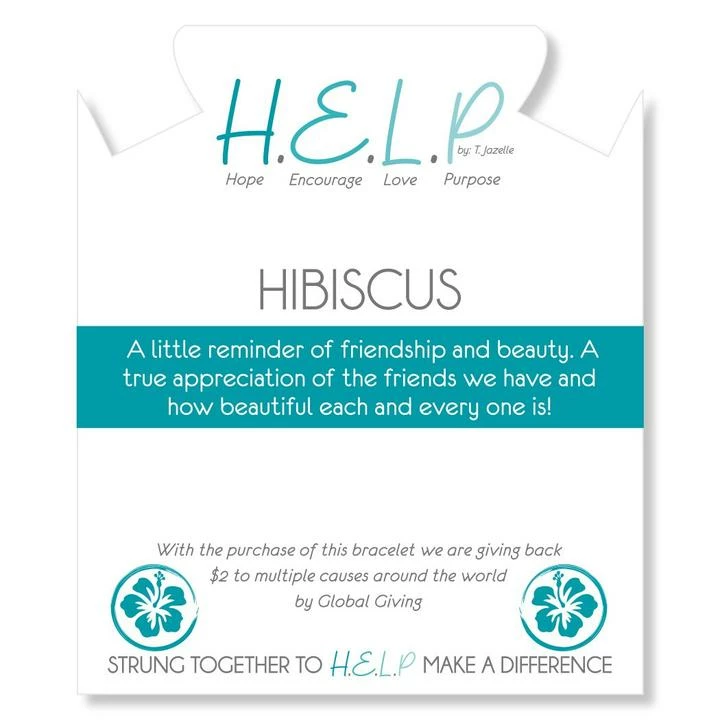 TJazelle Help Collection Jewelry Hibiscus Charm With Persia Jade Beads Charity Bracelet