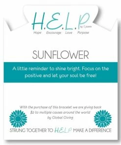 TJazelle Help Collection Sunflower Charm With Tropic Blue Agate Beads Charity Bracelet