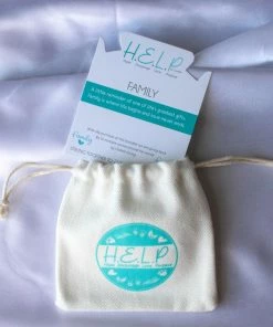 TJazelle Help Collection Family Charm With Tropic Blue Agate Beads Charity Bracelet