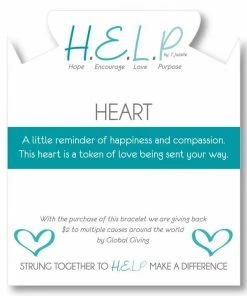 TJazelle Help Collection Heart Charm With Tropic Blue Agate Beads Charity Bracelet Jewelry
