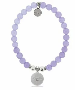 TJazelle Help Collection Family Charm With Purple Jade Beads Charity Bracelet Jewelry