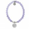 TJazelle Help Collection Heart Charm With Purple Jade Beads Charity Bracelet Jewelry