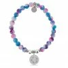 TJazelle Help Collection Jewelry Hibiscus Charm With Cotton Candy Jade Beads Charity Bracelet