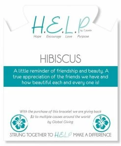TJazelle Help Collection Jewelry Hibiscus Charm With Cotton Candy Jade Beads Charity Bracelet