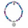 TJazelle Help Collection Jewelry Family Charm With Cotton Candy Jade Beads Charity Bracelet
