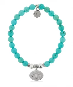 TJazelle Help Collection Seashell Charm With Turquoise Beads Charity Bracelet Jewelry