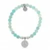 TJazelle Help Collection Peace & Love Charm With Aqua Agate Beads Charity Bracelet