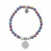 TJazelle Help Collection Jewelry Peace & Love Charm With Rainbow Hematite Beads Charity Bracelet