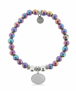 TJazelle Help Collection Sunrise Charm With Rainbow Hematite Agate Beads Charity Bracelet