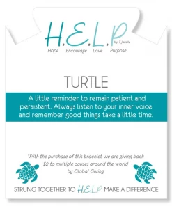 TJazelle Help Collection Turtle Charm With Malachite Beads Charity Bracelet Jewelry