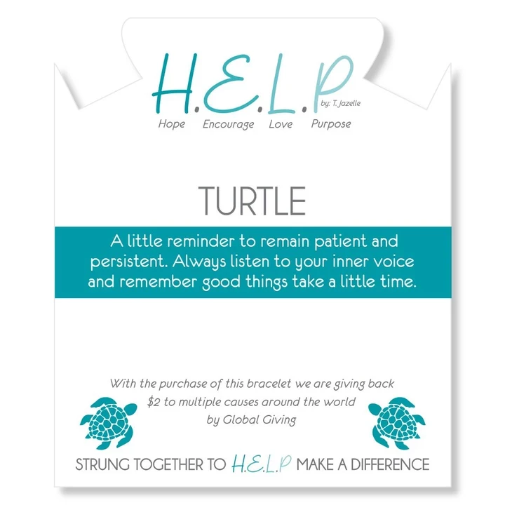 TJazelle Help Collection Turtle Charm With Malachite Beads Charity Bracelet Jewelry