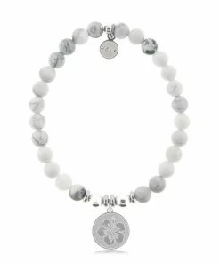 TJazelle Help Collection Hibiscus Charm With Howlite Beads Charity Bracelet