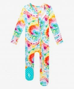 Posh Peanut Totally Tie Dye Footie Zippered One Piece Baby