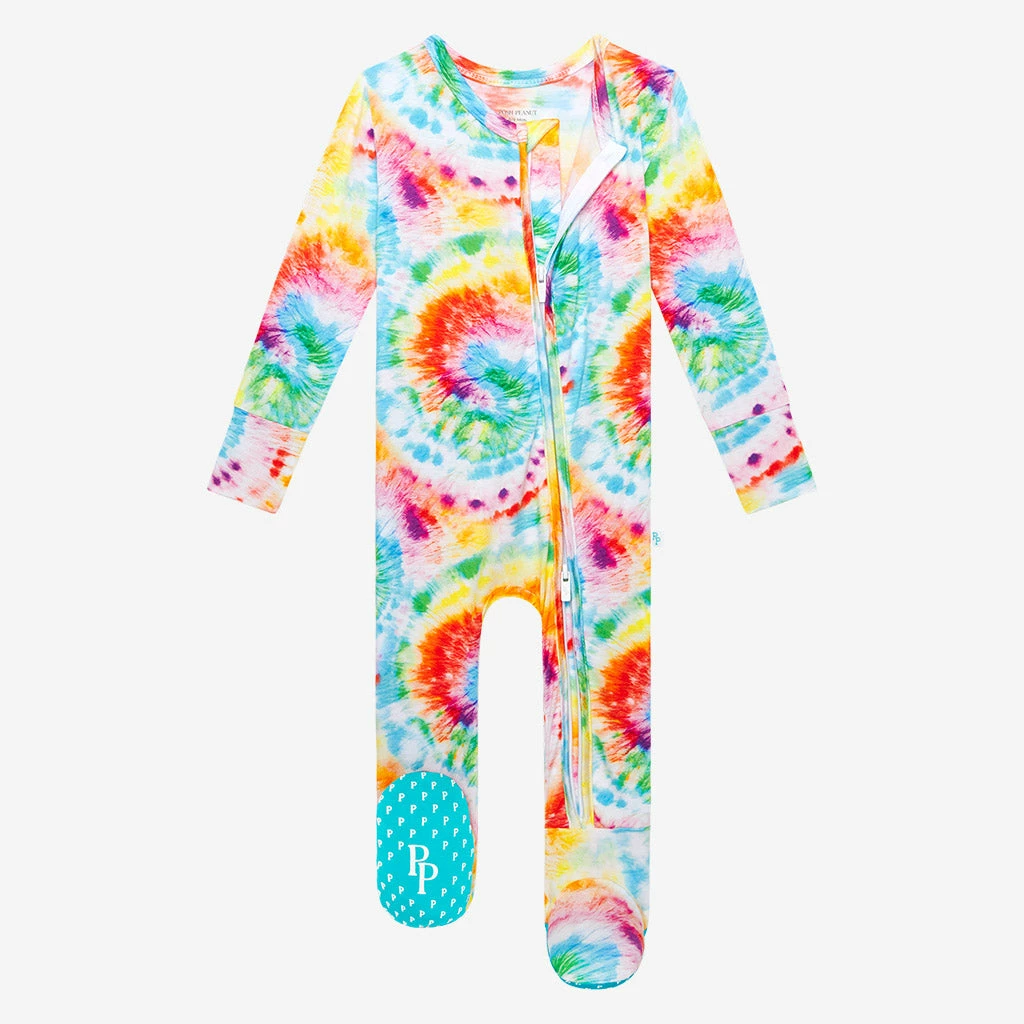 Posh Peanut Totally Tie Dye Footie Zippered One Piece Baby