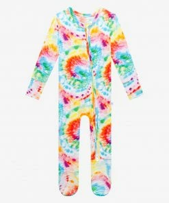 Posh Peanut Totally Tie Dye Footie Zippered One Piece Baby