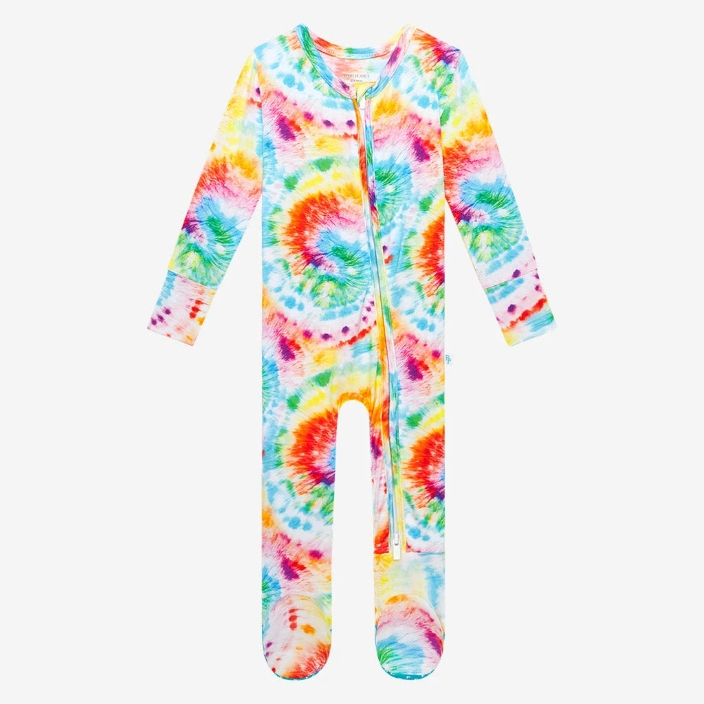 Posh Peanut Totally Tie Dye Footie Zippered One Piece Baby