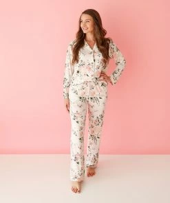 Posh Peanut Vintage Pink Rose - Women's Long Sleeve & Relaxed Long Pajama Pants