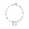 Katie Loxton Wellness Gems Bracelet - Silver/Pearl And Pink Pearl