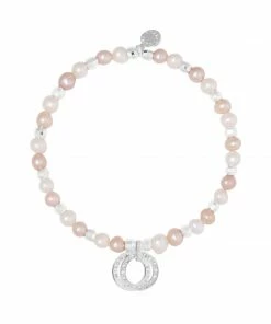 Katie Loxton Wellness Gems Bracelet - Silver/Pearl And Pink Pearl