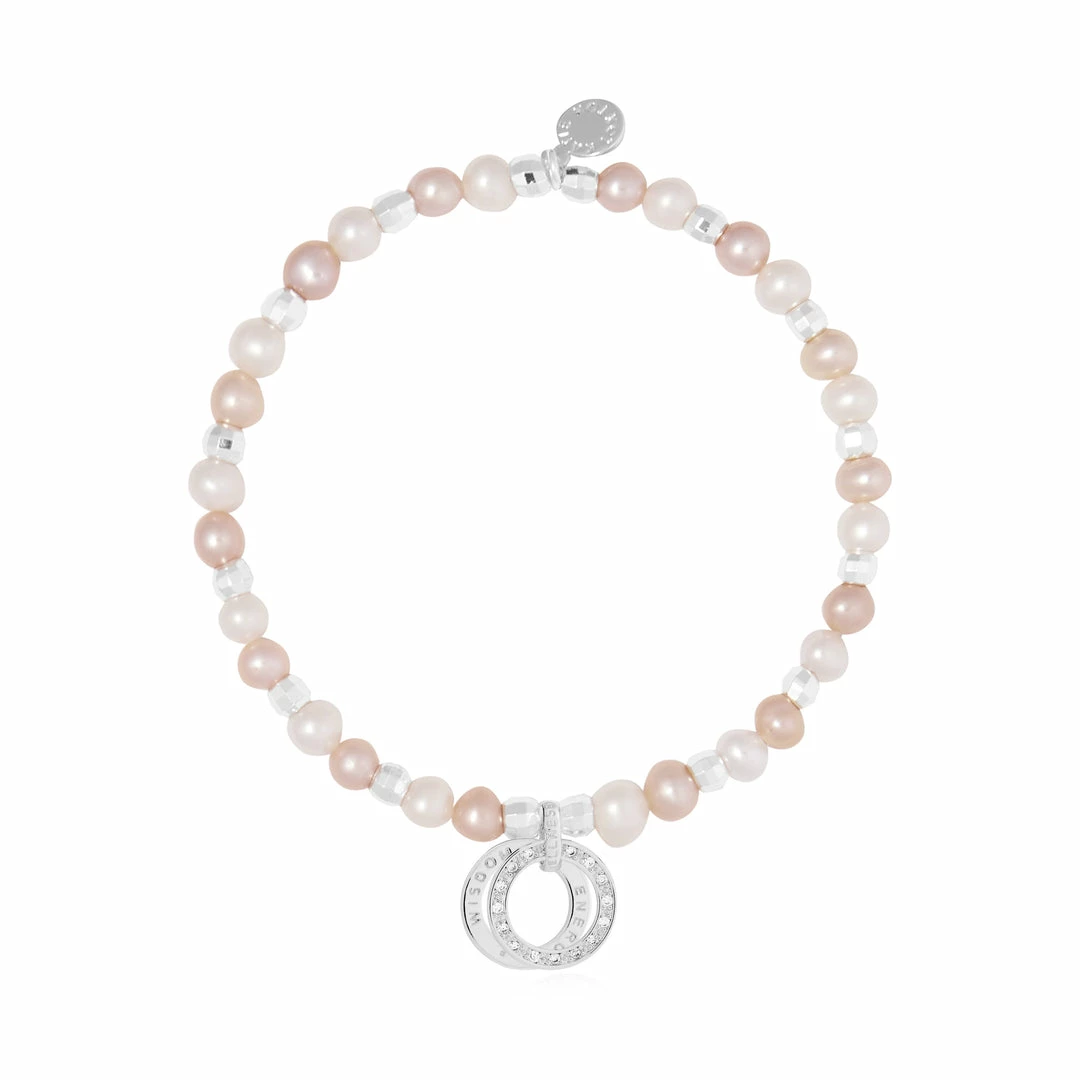 Katie Loxton Wellness Gems Bracelet - Silver/Pearl And Pink Pearl