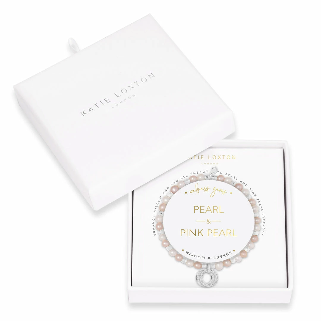 Katie Loxton Wellness Gems Bracelet - Silver/Pearl And Pink Pearl