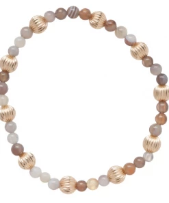 Enewton Botswana Agate Sincerity Pattern 4mm Bead Bracelet - Dignity Gold 6mm